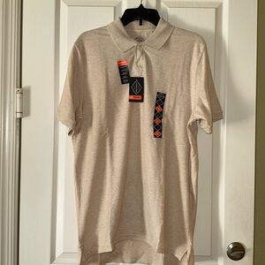 St Johns Bay Mens Beige Performance Polo Shirt New with Tags